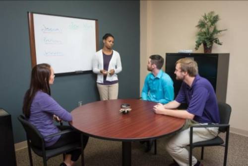 Conflict Resolution students in a practice mediation session