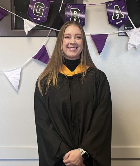 Photo of Hannah Brady Creighton in her regalia