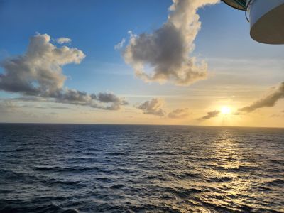 View of the ocean off the back of the cruise ship