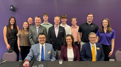 Students in the K-State FPA group with Edward Jones Advisors at the Mocktail event.  