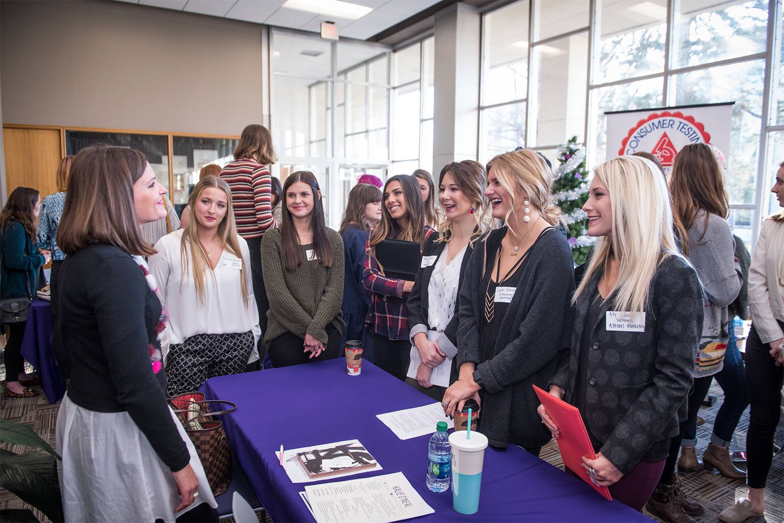 Students at networking event