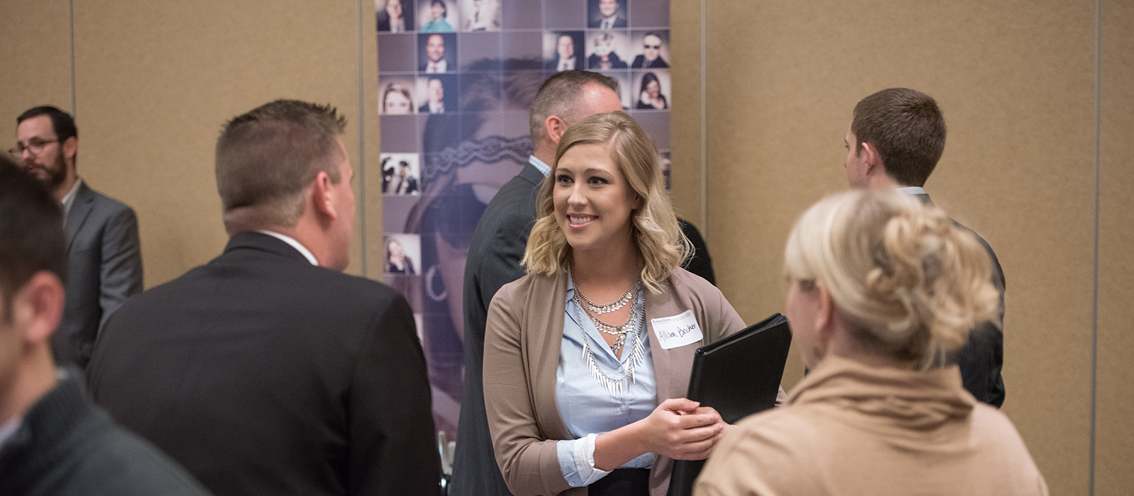 Student at networking event
