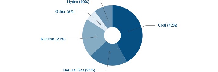 Pie chart showing electricity generation by fuel type
