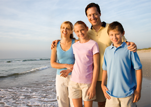 A family on the beach