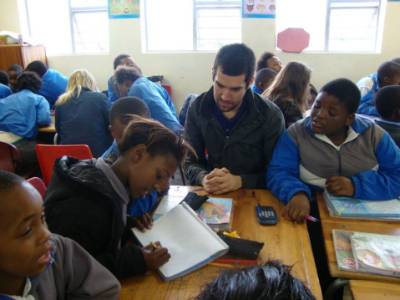 Working with students in South Africa during Conflict Resolution's study abroad.