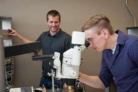 Dr. Copp with student in lab
