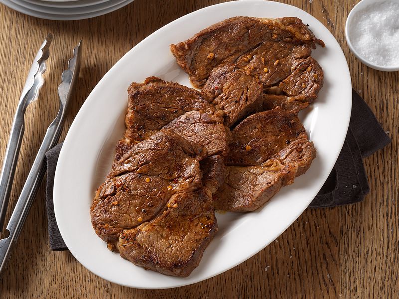 Chuck steak cooked