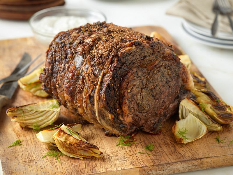 Prime rib roast cooked
